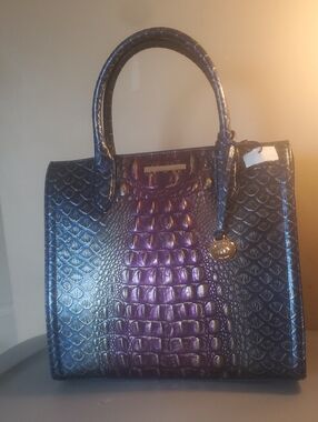 Brahmin Caroline Fig Jam Bowlin.purple and Blue Leather.
